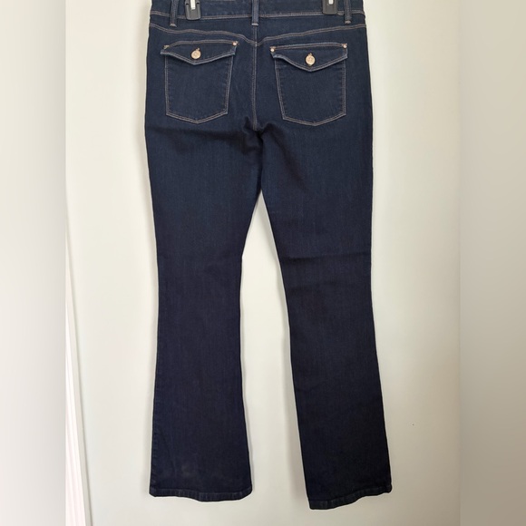 White House Black Market WHBM Dark Blue Skinny Flare Jeans, Size 10 - Picture 2 of 14